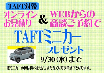 Taftミニカープレゼント ダイハツ東京